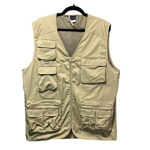 Stone Creek Khaki Fishing Safari Vest Mens M Multi Pocket Outdoor Utility Travel